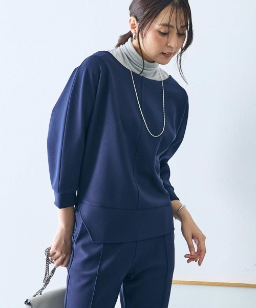 tシャツ カットソー２点セット（トップス＋クロップドパンツ）「大きいサイズ有」「OtonaSMILE」 レディース SMILELAND tシャツ カットソー2点セット（トップス＋クロップド