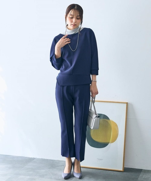 tシャツ カットソー２点セット（トップス＋クロップドパンツ）「大きいサイズ有」「OtonaSMILE」 レディース SMILELAND tシャツ カットソー2点セット（トップス＋クロップド
