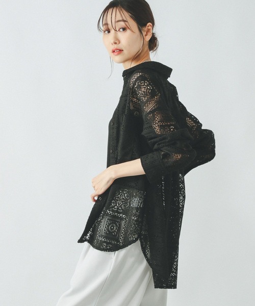 GLOBAL WORK（グローバルワーク） ブラウス シャツ レースシャツ長袖