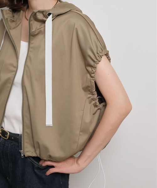 palm RICHE ベスト ジレ ドロストデザインフード付きZIPベスト