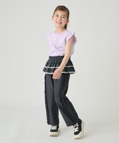 ever closet（エバークローゼット） パンツ デニムフリルロングパンツ