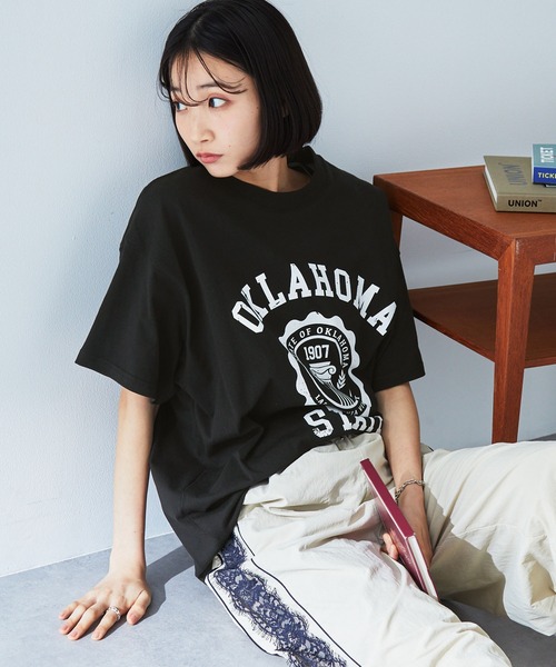 tシャツ 「Alfred Alex」ヴィンテージ加工ピグメントロゴパッチT