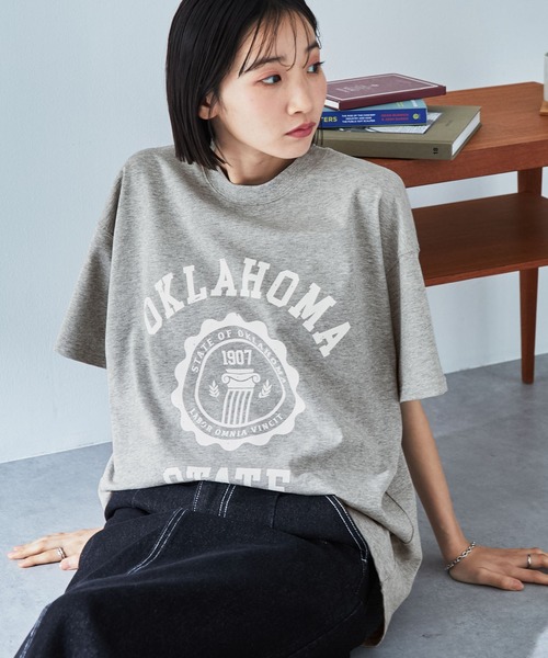 ロードオブザリング ヴィンテージ加工オーバーサイズTシャツ MONO-MART tシャツ ヴィンテージ加工カレッジロゴプリント
