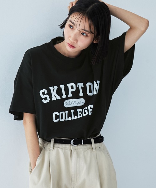 MONO-MART tシャツ ヴィンテージ加工カレッジロゴプリント