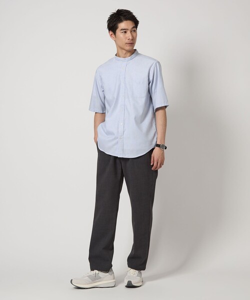 green label relaxing シャツ W/R オックス ストライプ バンド