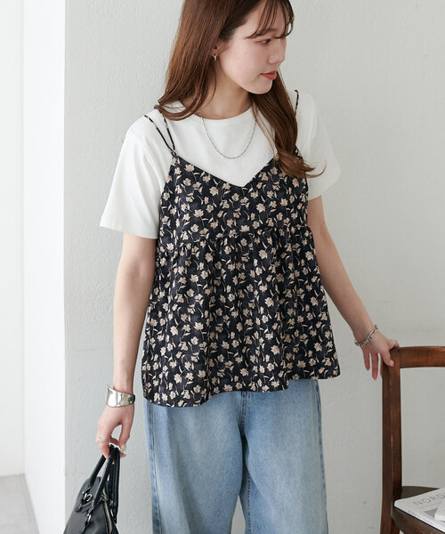 Discoat（ディスコート） キャミソール 花柄Vネックキャミ : ZOZOTOWN