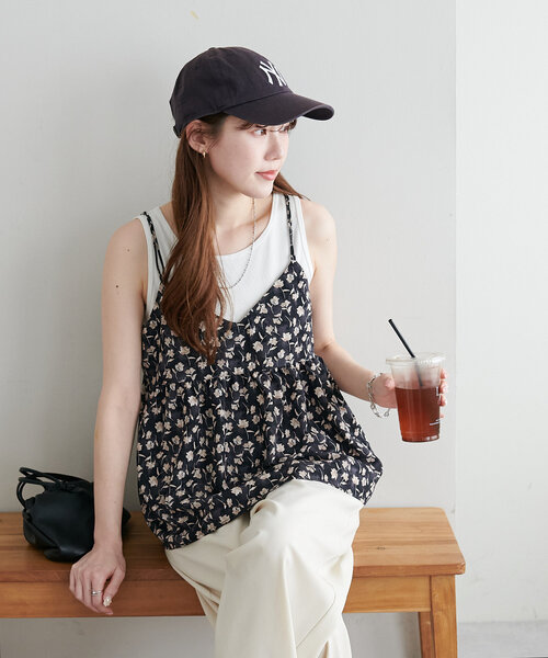 キャミソール フラワーVネックキャミトップス Discoat キャミソール 花柄Vネックキャミ : ZOZOTOWN Yahoo!店
