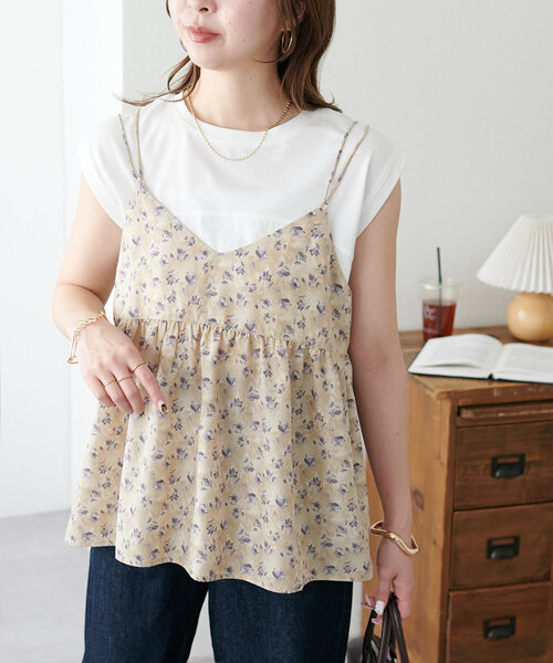 Discoat（ディスコート） キャミソール 花柄Vネックキャミ : ZOZOTOWN