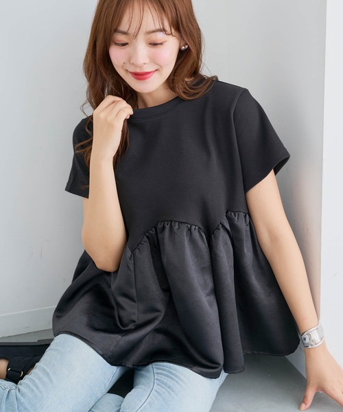 Myu tシャツ ペプラムフレア半袖Tシャツ レディース : ZOZOTOWN