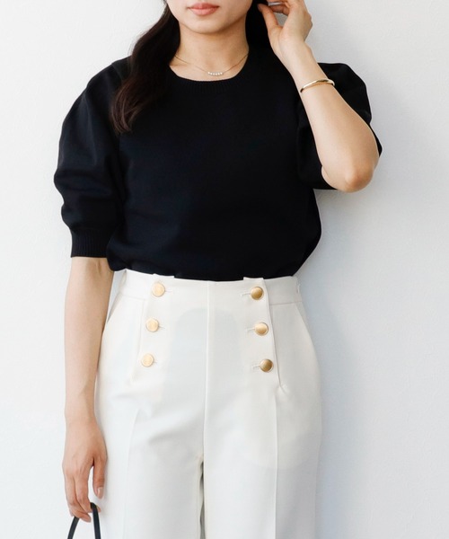Sirin ニット セーター 「洗える」タックパフスリーブニット
