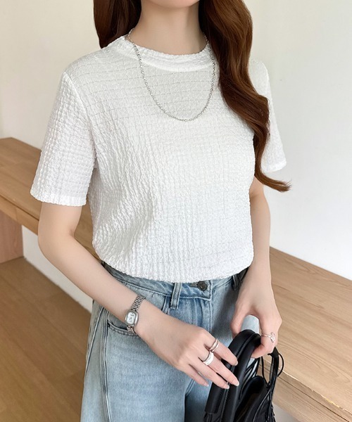 COCOMOMO tシャツ 半袖 「4色×3サイズ展開」 ワッフルTシャツ ポコポコ