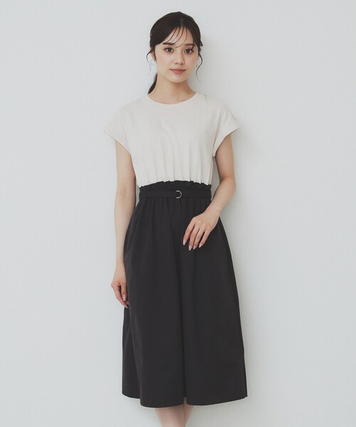【LIBJOIE】 ベアドッキングフレアワンピース/定価:¥24200(税込) LIBJOIE】 ベアドッキングフレアワンピース/定価:¥24200(税込