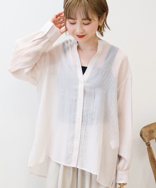 ブラウス シャツ ナチュラルタッチ 楊柳 シャツ レディース JOURNAL STANDARD relume ブラウス シャツ 楊柳バンドカラー