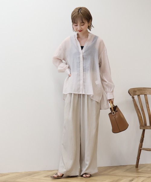 ブラウス シャツ 楊柳バンドカラーシャツ レディース JOURNAL STANDARD relume ブラウス シャツ 楊柳バンドカラー