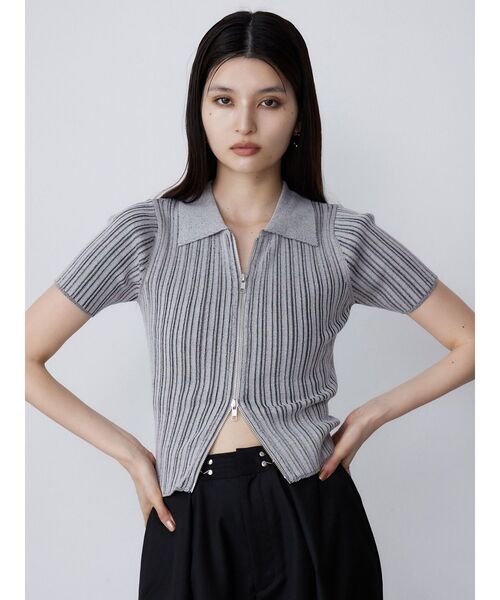 MURUA ニット セーター フロントZIPポロニット レディース : ZOZOTOWN