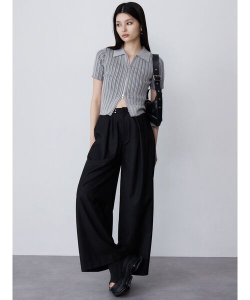 [新品] LUPO DI MARE セーター S 黒 ニット 横リブドルマンプルオーバー ネイビー レディース(M