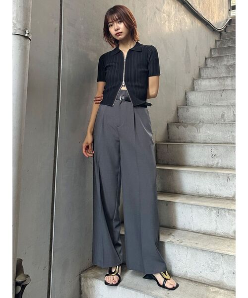 ほぼ【新品未使用】MURUA モダンコート MURUA ニット セーター フロントZIPポロニット レディース