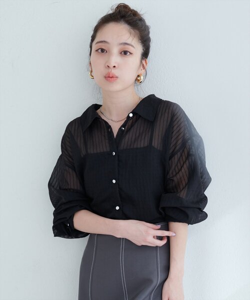 natural couture ブラウス シャツ 「WEB限定」シアービッグシャツ