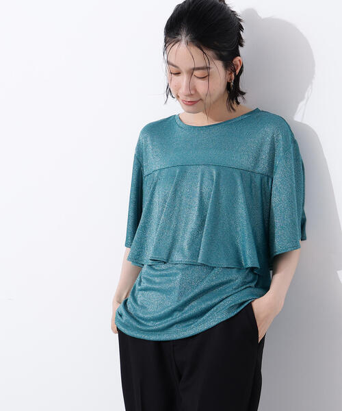 tシャツ ラメドレープカットソー レディース