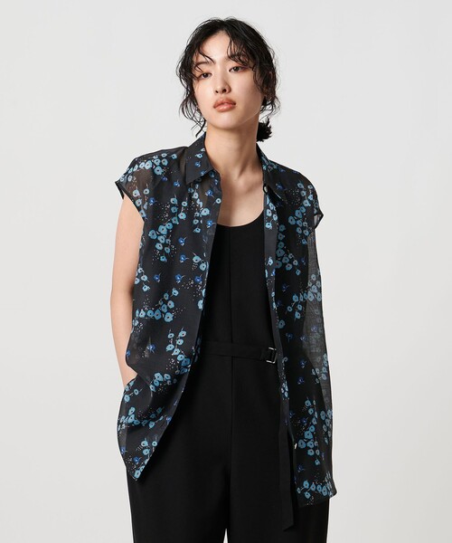 ブラウス シャツ 「MARW UNITED ARROWS」ノースリーブ ブラウス レディース UNITED ARROWS ブラウス シャツ オーガンジープリント