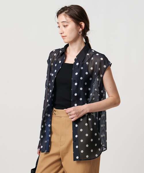 UNITED ARROWS ブラウス シャツ オーガンジープリント