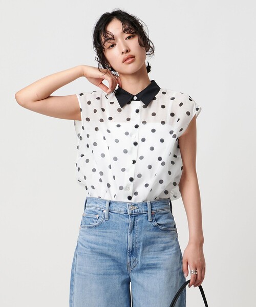 UNITED ARROWS◆ノースリーブブラウス/--/コットン/WHT/1518-699-0522 UNITED ARROWS(ユナイテッドアローズ) / ノースリーブブラウス