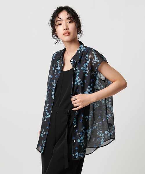 UNITED ARROWS ブラウス シャツ オーガンジープリント