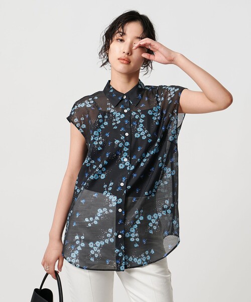 「UNITED ARROWS」 ノースリーブブラウス FREE ロイヤルブルー レディース UNITED ARROWS ブラウス シャツ シャーリングジャガード