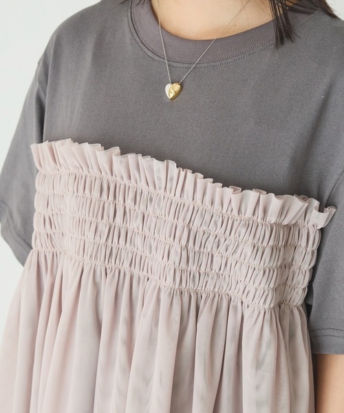 「LAVEANGE」 半袖カットソー 4L チャコールグレー レディース_画像2