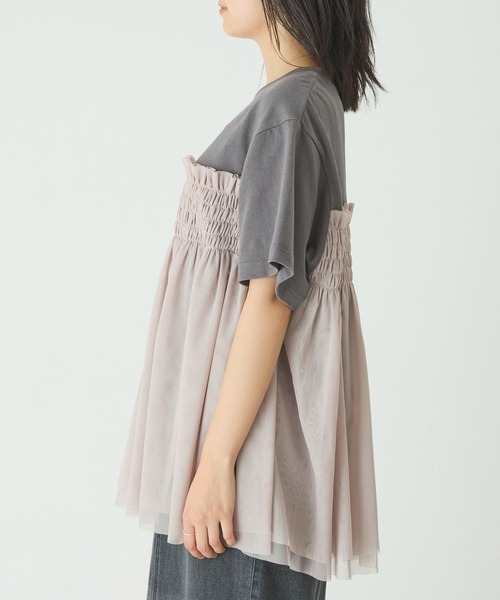 「LAVEANGE」 半袖カットソー 4L チャコールグレー レディース_画像5