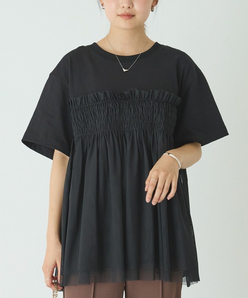 「LAVEANGE」 半袖カットソー 4L チャコールグレー レディース_画像9