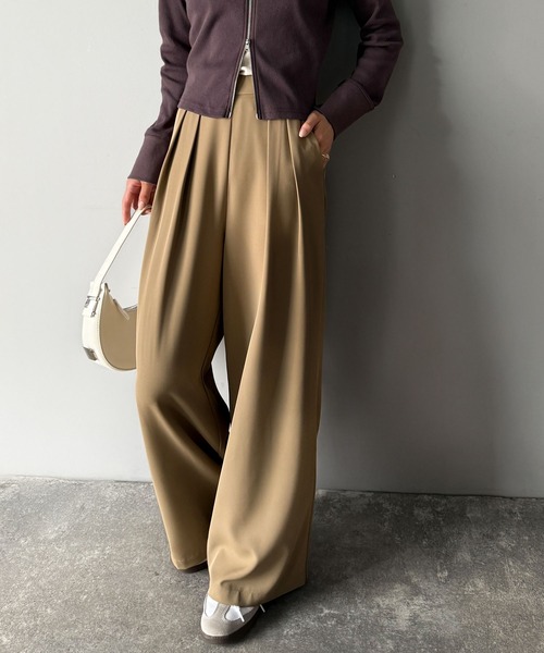 【新品未使用】CPG ブラウン レディースパンツ サイズ2 Lace Ladies（レースレディース） ワンタックカラーテーパード