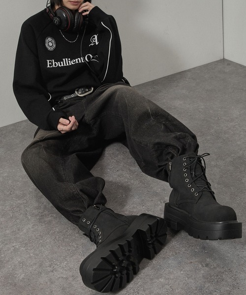 ブーツ 「Alfred Alex」Chunky High-Sole Boots/ハイソール サイド