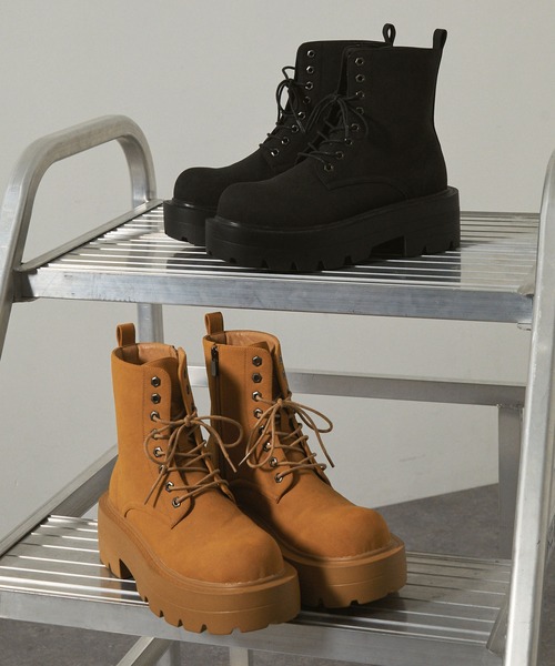 ブーツ 「Alfred Alex」Chunky High-Sole Boots/ハイソール サイド