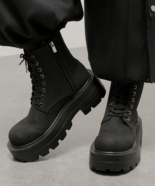 ブーツ 「Alfred Alex」Chunky High-Sole Boots/ハイソール サイド