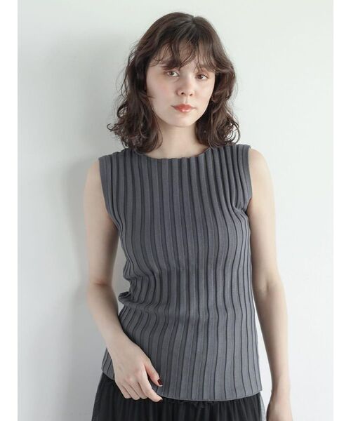 ニット セーター Wide rib sleeveless pullover レディース