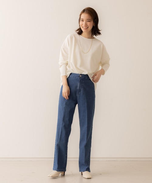 「abahouse mavie」 デニムパンツ 40 ホワイト レディース