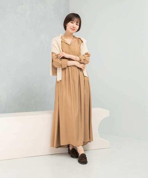 ワンピース キュプラ混フィブリルギャザーワンピース : ZOZOTOWN Yahoo