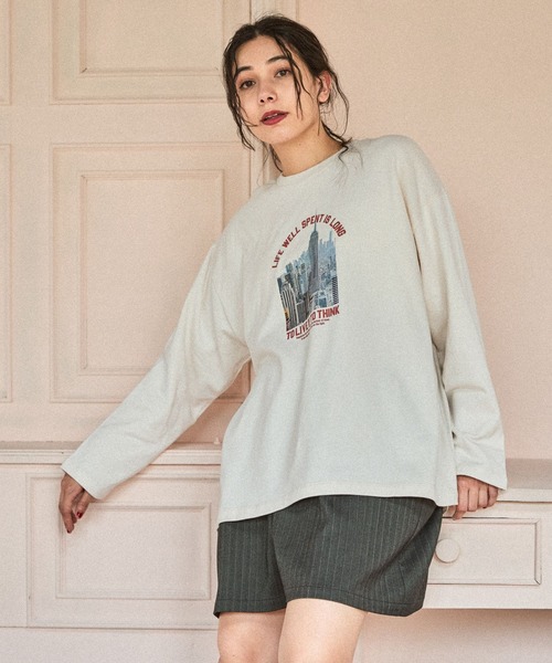 niko and…（ニコアンド） tシャツ バック布帛フォトプルオーバー