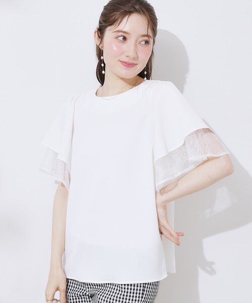 「couture brooch」 半袖ブラウス 40 ブラック レディース_画像6