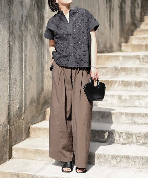 「&HALF」 「Worldclass」半袖ブラウス M ブラック レディース_画像7