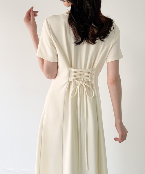 「JUNOAH」 半袖ワンピース LARGE ダークネイビー レディース_画像6