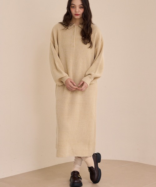 OLUN ワンピース knit polo onepiece/ニットポロワンピース : ZOZOTOWN