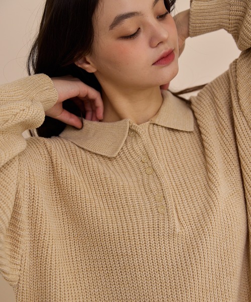 OLUN/ニットポロワンピース knit polo onepiece/ニットポロワンピース（ワンピース）｜OLUN