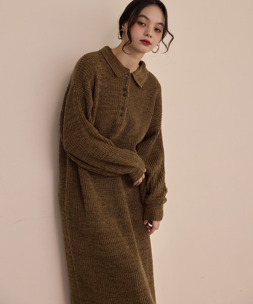 OLUN ワンピース knit polo onepiece/ニットポロワンピース : ZOZOTOWN