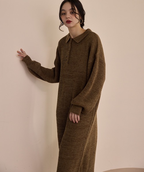 OLUN ワンピース knit polo onepiece/ニットポロワンピース : ZOZOTOWN