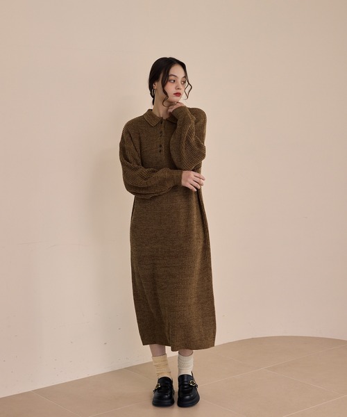 OLUN ワンピース knit polo onepiece/ニットポロワンピース : ZOZOTOWN