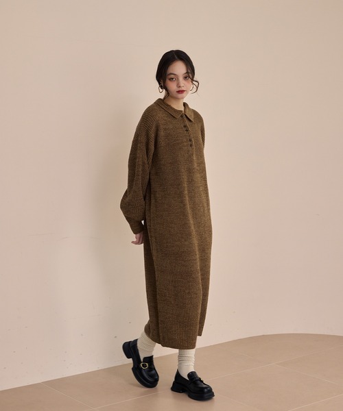 OLUN ワンピース knit polo onepiece/ニットポロワンピース : ZOZOTOWN