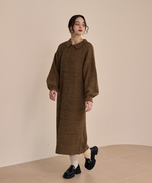 OLUN ワンピース knit polo onepiece/ニットポロワンピース : ZOZOTOWN