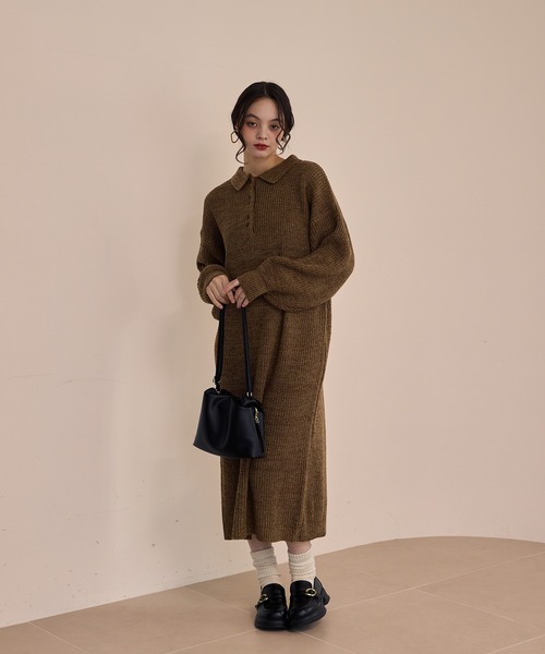 OLUN ワンピース knit polo onepiece/ニットポロワンピース : ZOZOTOWN